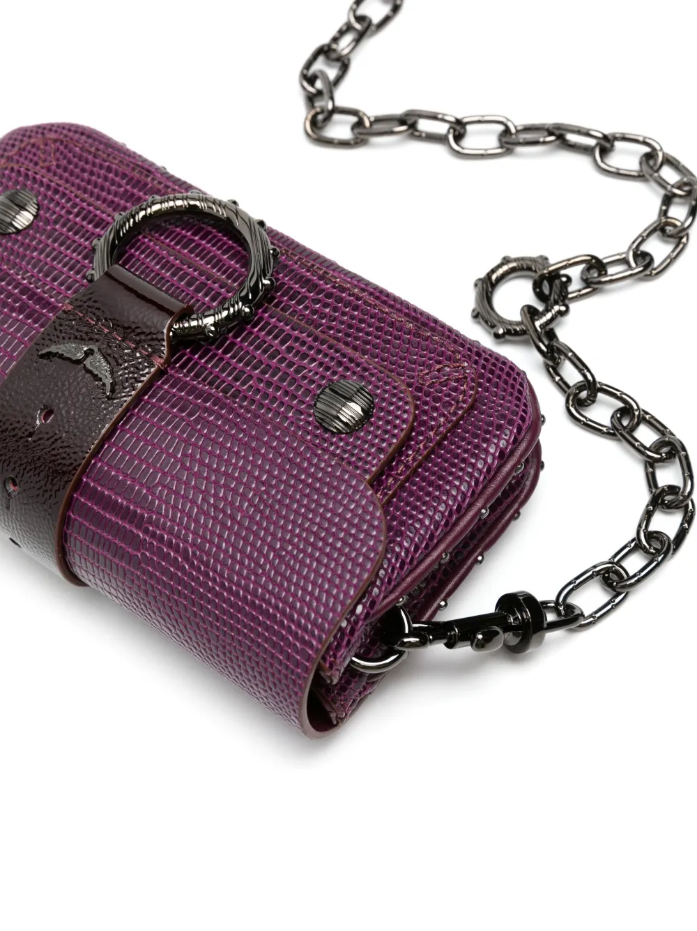 Shop Zadig & Voltaire Kate Wallet Lizard-embossed Mini Bag In Purple