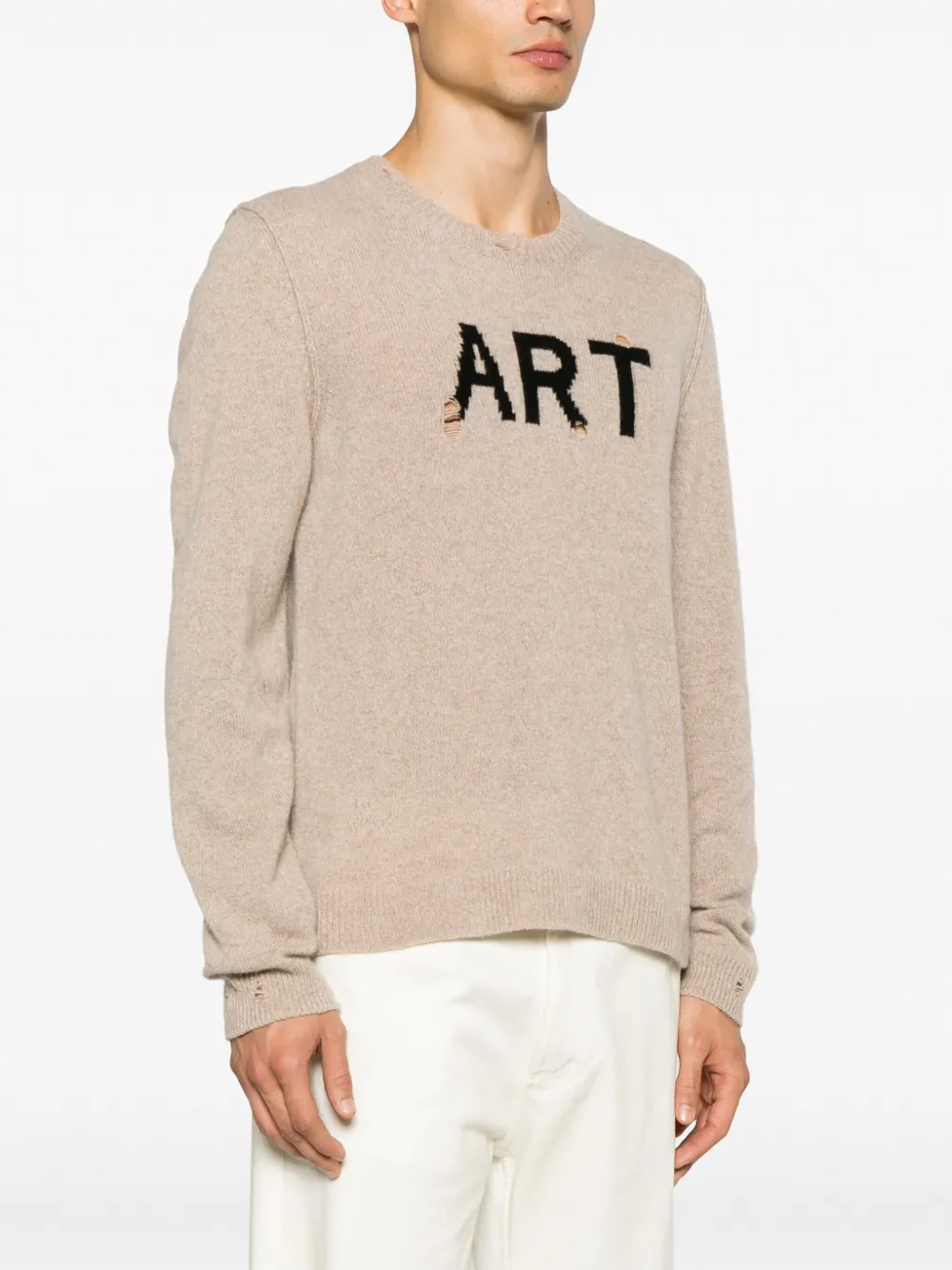 Shop Zadig & Voltaire Intarsia-knit Ripped Jumper In Neutrals