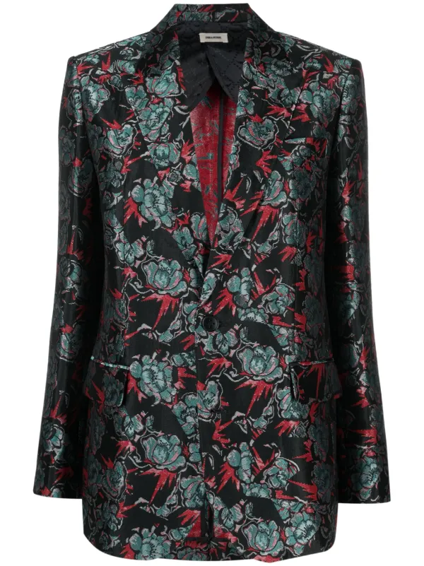 Red and black best sale floral blazer