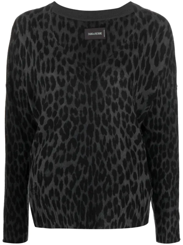 Zadig Voltaire Brumy leopard print Cashmere Top Farfetch