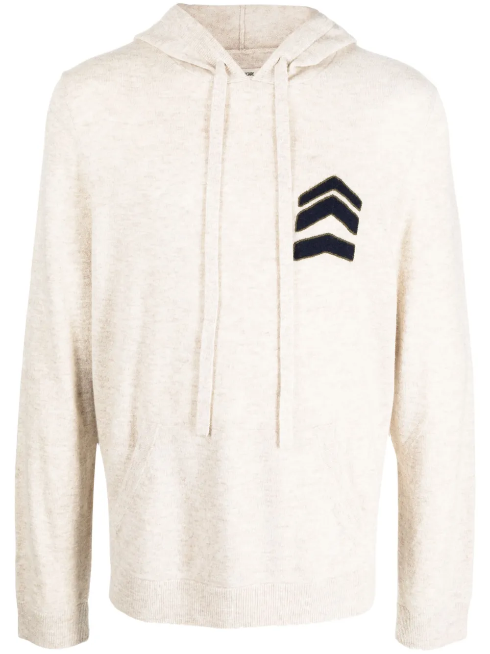 Zadig & Voltaire Skull Wool-blend Knitted Hoodie In Neutrals