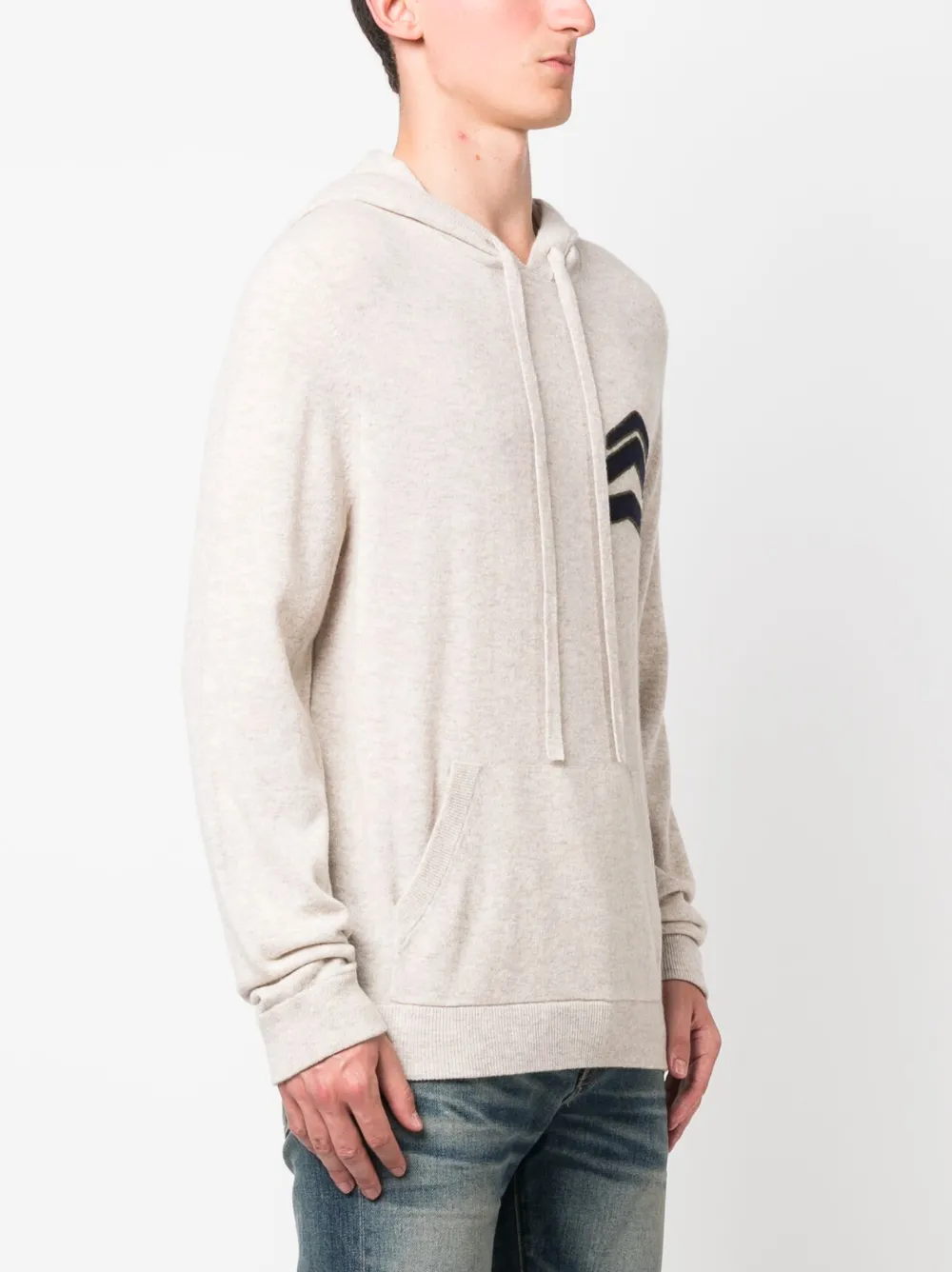 Zadig & Voltaire Skull Wool-blend Knitted Hoodie In Neutrals