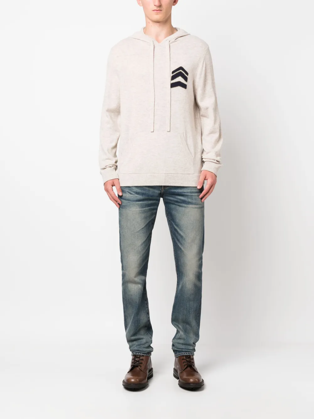Zadig & Voltaire Skull Wool-blend Knitted Hoodie In Neutrals