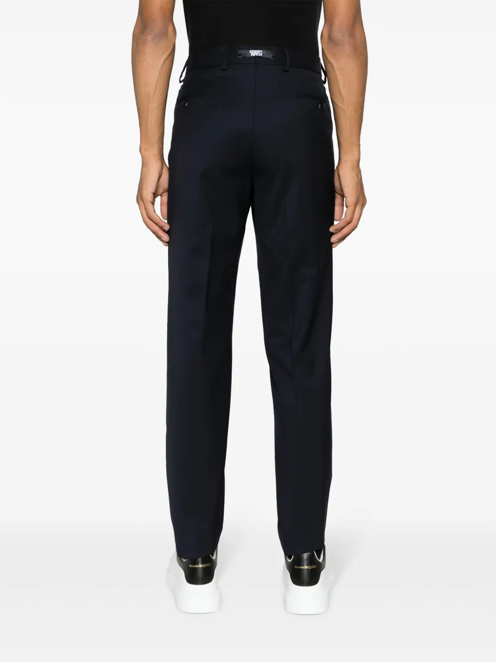 Shop Karl Lagerfeld Fly Straight-leg Trousers In Blue