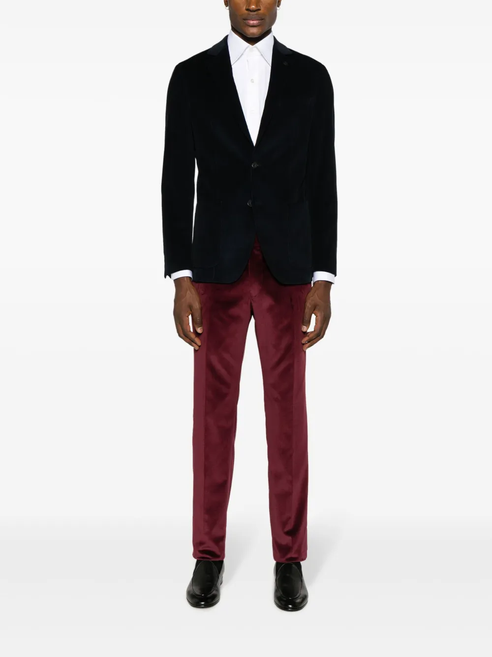 Karl Lagerfeld Road velvet-finish tapered trousers - Rood