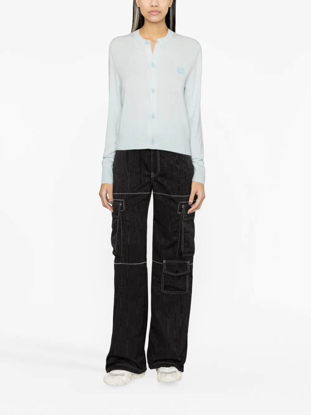Acne Studios face-patch wool cardigan - Blauw