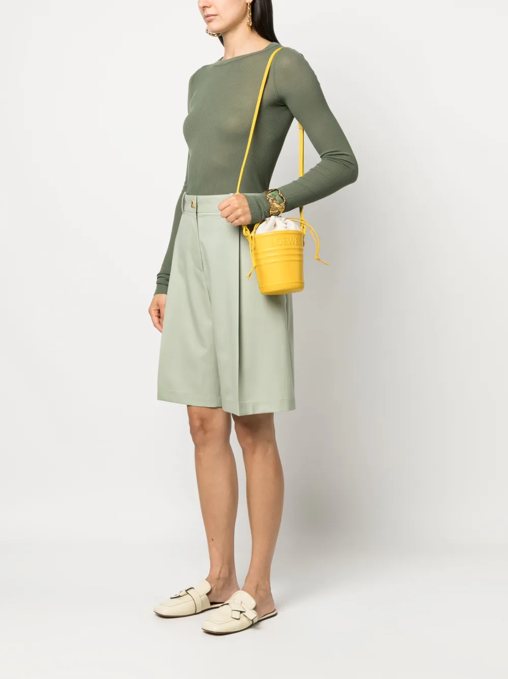 LOEWE Leren bucket-tas - Geel