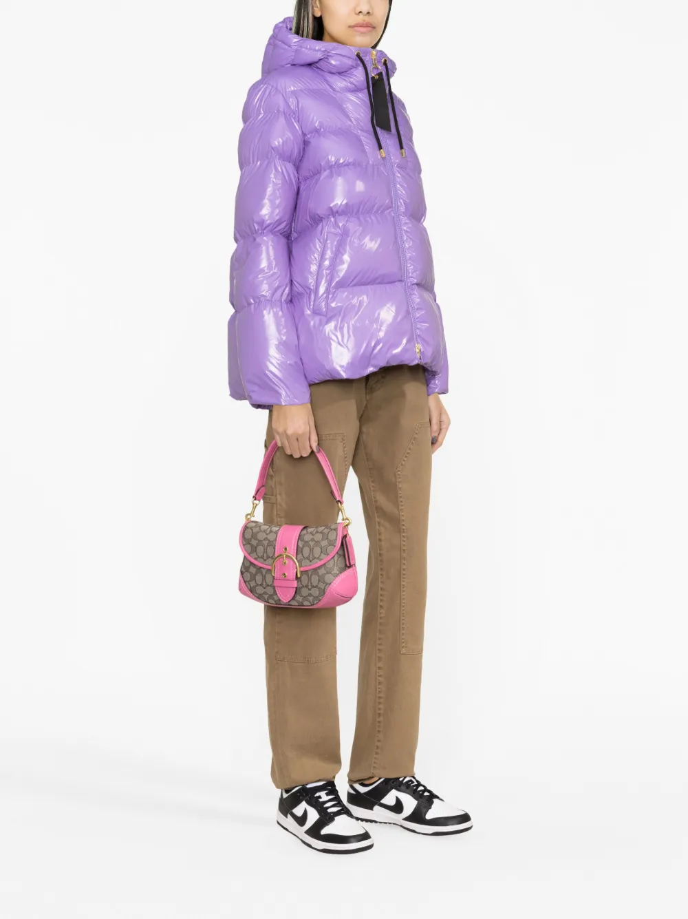 Coach Schoudertas met monogram jacquard - Roze