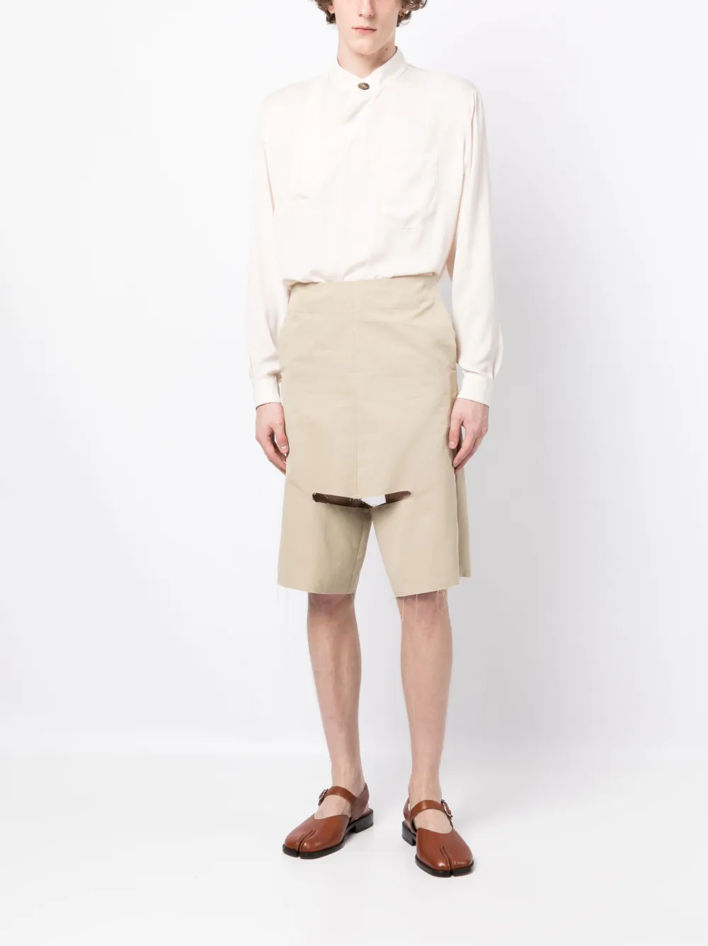 Niccolò Pasqualetti cut-out detail cotton shorts - Bruin