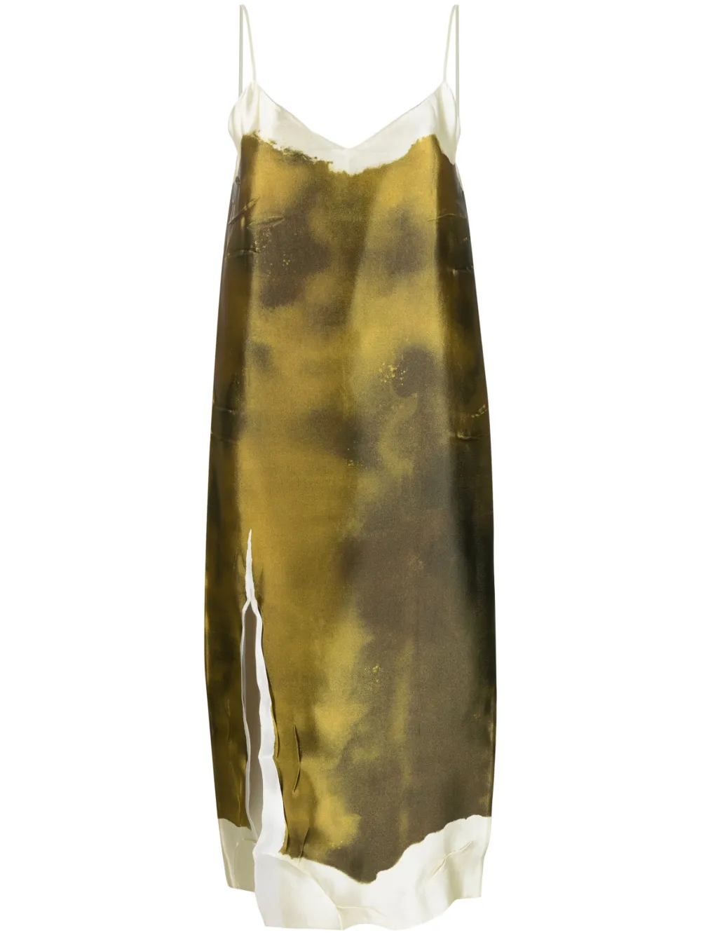 Prada Distressed Silk Midi Dress Green FARFETCH UK