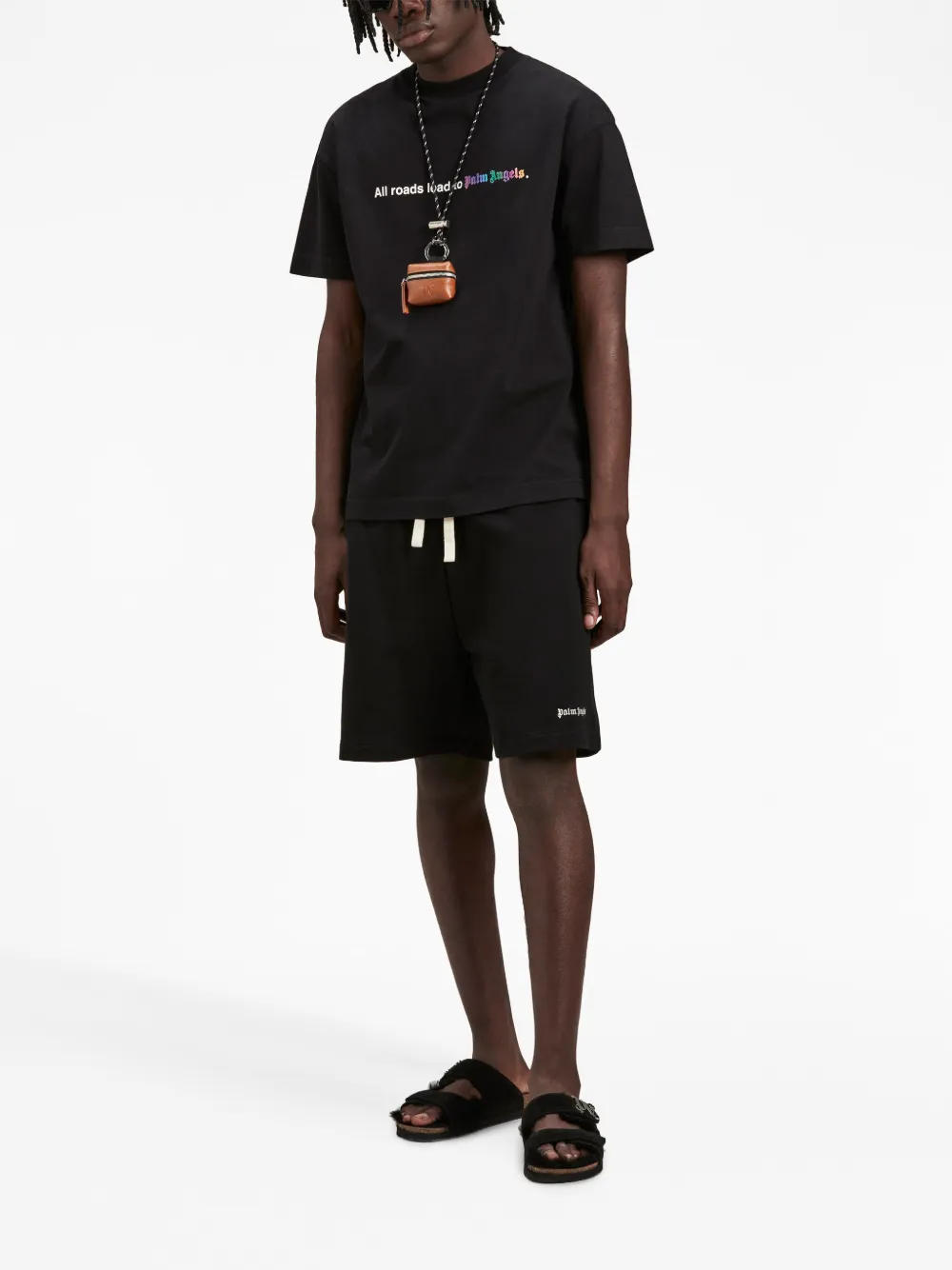 Palm Angels T-shirt met logoprint - Zwart