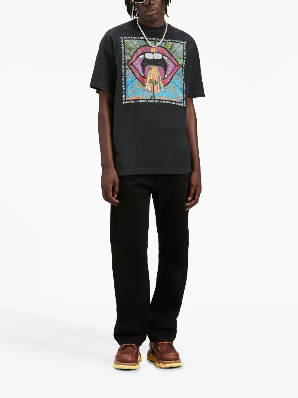 Palm Angels T-shirt met ronde hals - Zwart