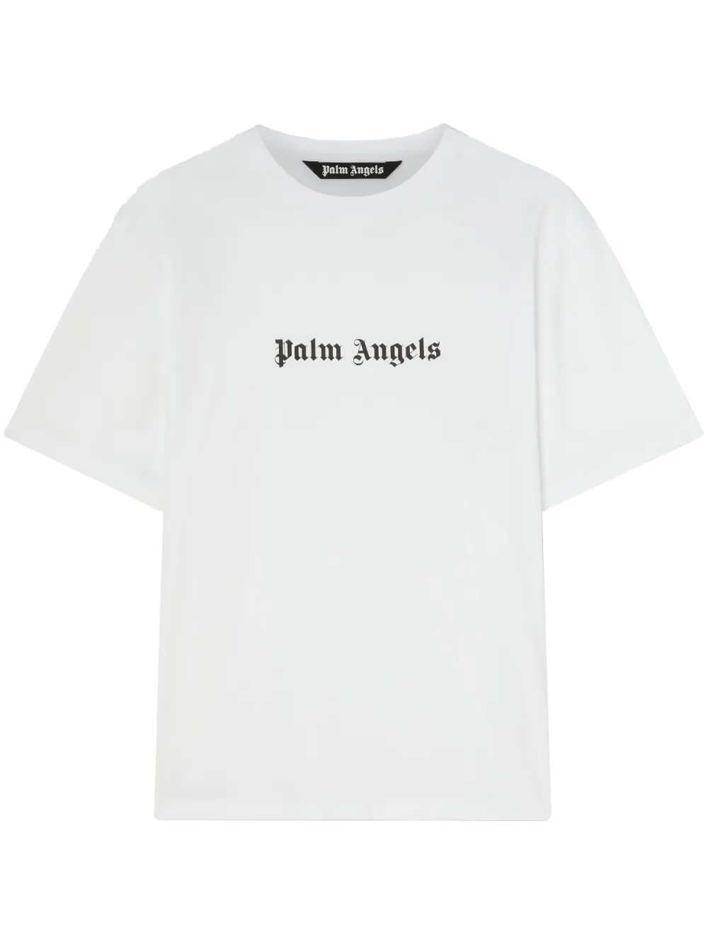 Palm Angels White Logo Print T-shirt In Gray