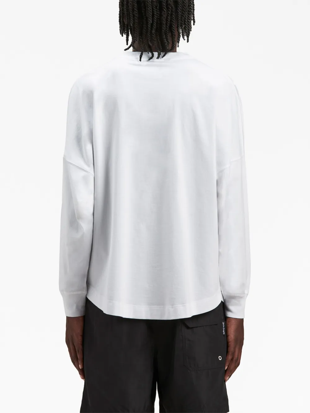 Tシャツ・カットソー Palm Angels Embroidered Logo Long-sleeves T-Shirt in White Palm Angels Embroidered-logo Long-sleeve T-shirt In White