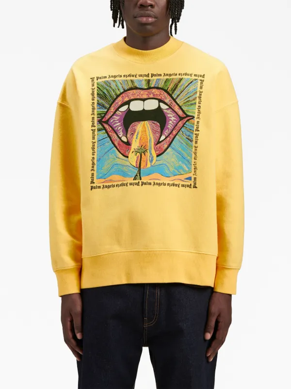 Palm Angels Crazy Mouth crew neck Sweatshirt Farfetch