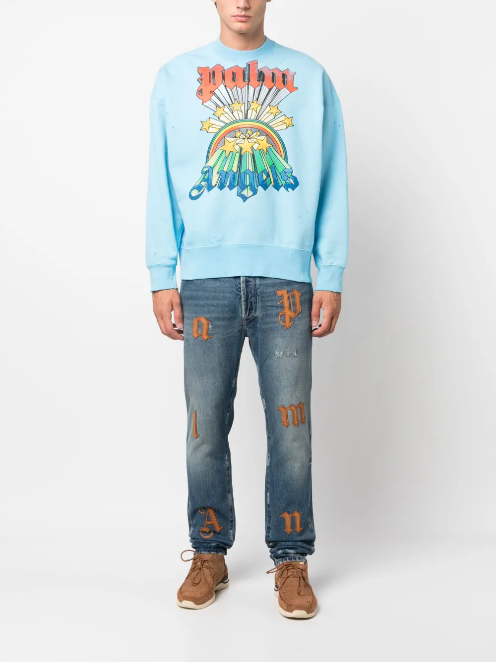 Palm Angels Sweater met logoprint - Blauw