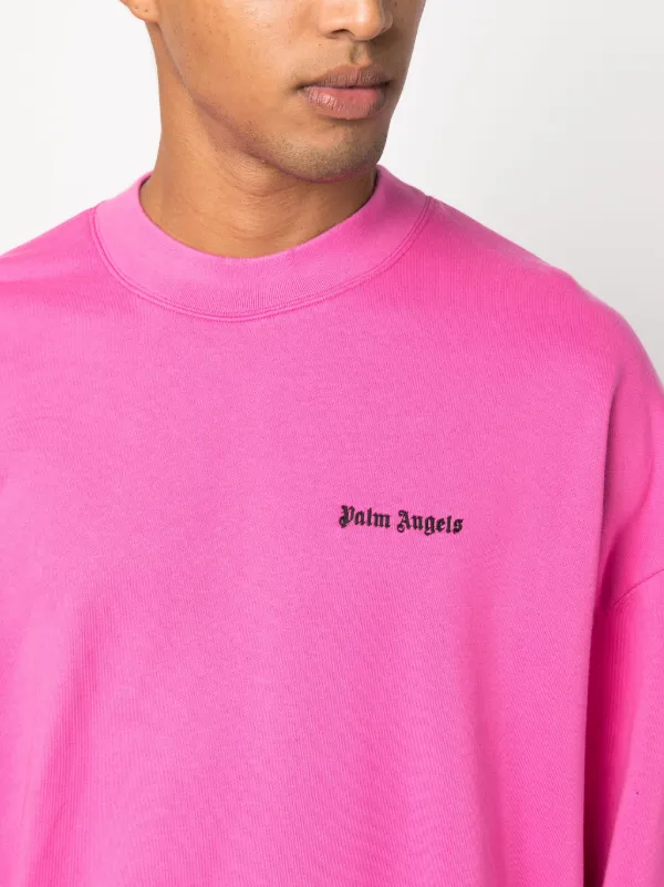 Palm Angels logo embroidered Cotton Sweatshirt Farfetch