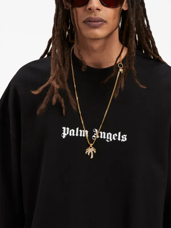 Palm Angels logo-print crew-neck Sweatshirt | Black | FARFETCH