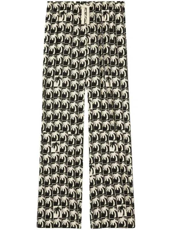 Palm print wide leg trousers discount
