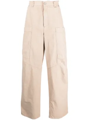 【関税&送料込】Palm Angels Beige Cotton Wide Trousers Palm Angels Wide Leg Pants for Men - Shop Now on FARFETCH