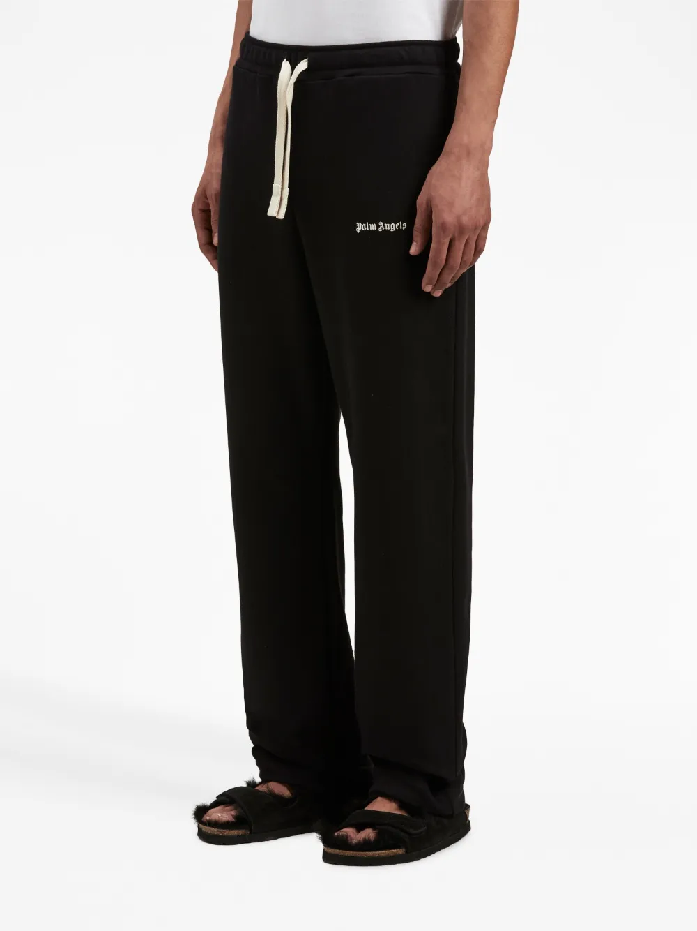 Palm Angels Men's Crochet Side-stripe Track Pants In Black