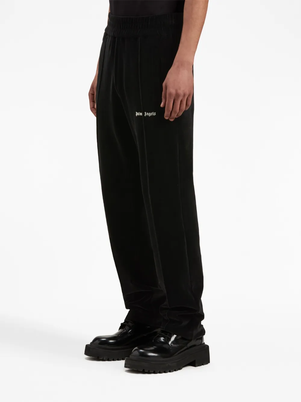 logo-print velvet track pants