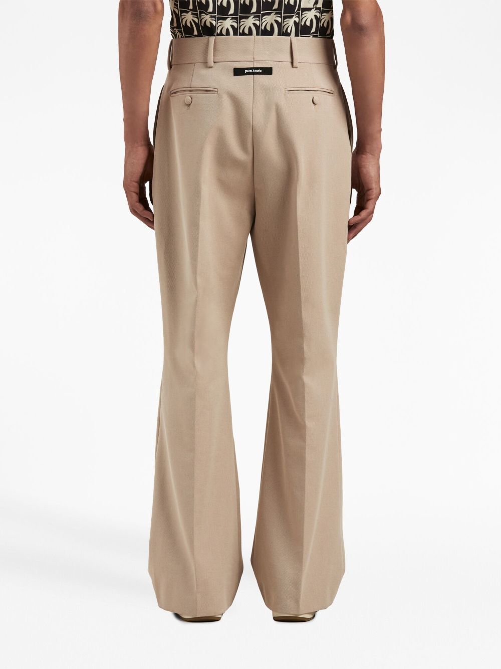 Shop Palm Angels Retro Flare Cotton Trousers In Neutrals