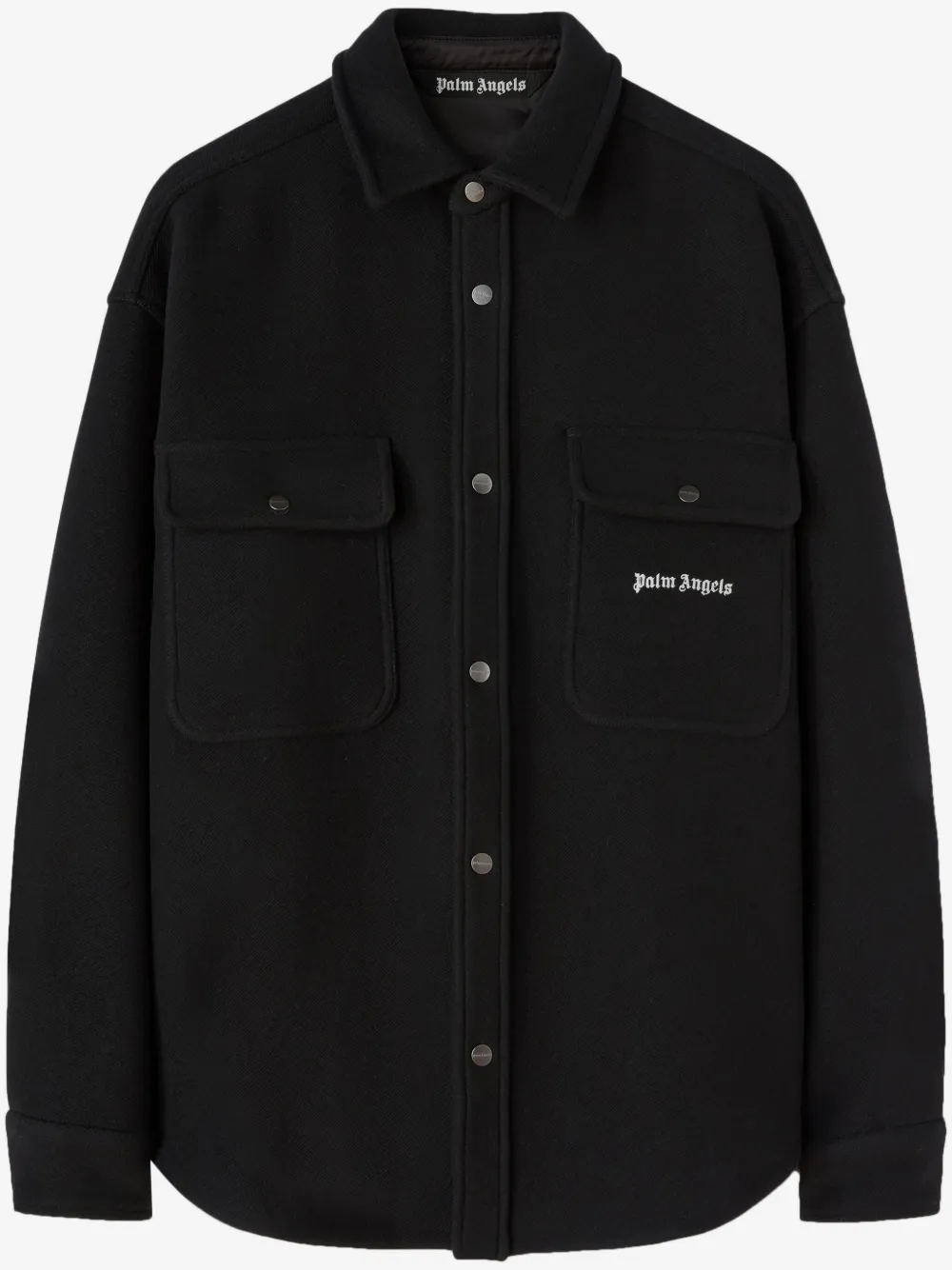 Palm Angels logo-embroidered twill shirt jacket | Black | Image 1