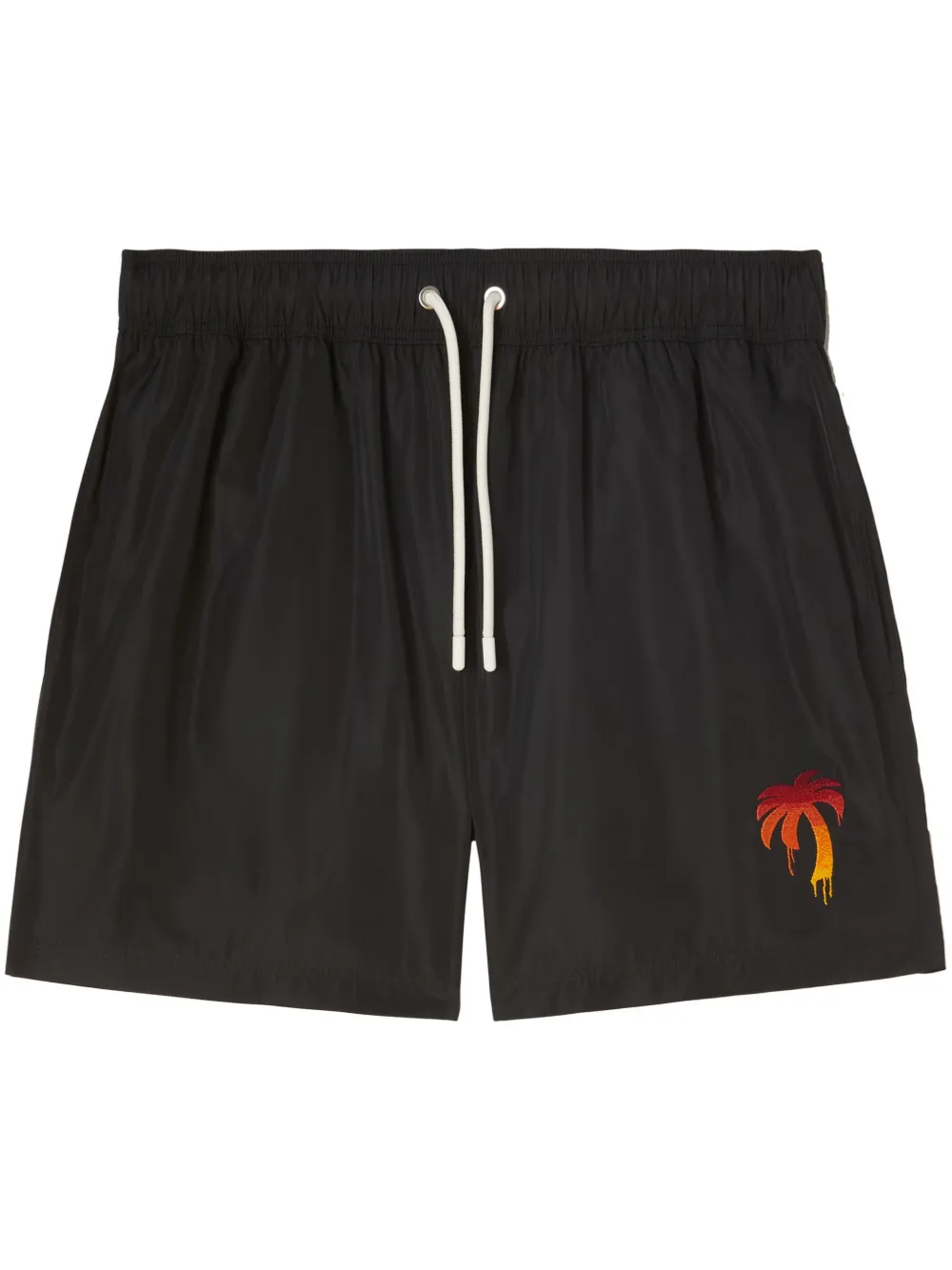 Shop Palm Angels Logo-embroidered Swim Shorts In Black