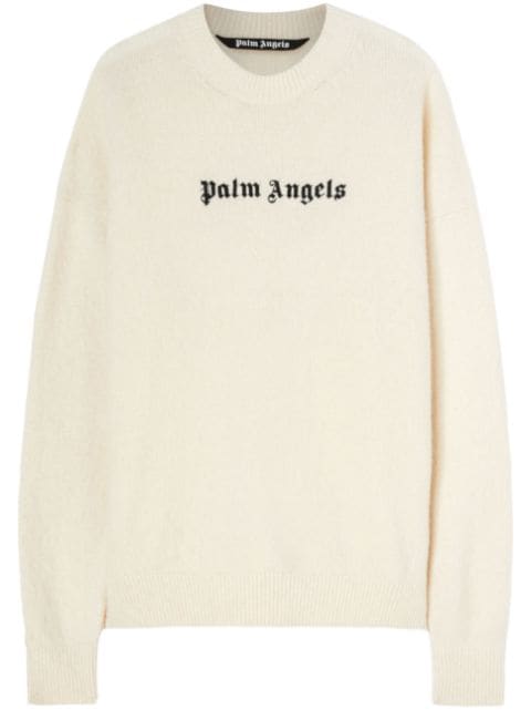 Palm Angels logo-embroidered wool-blend jumper