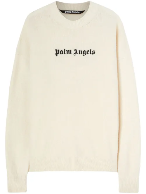 Pull en laine mélangée à logo brodé - Palm Angels - Modalova