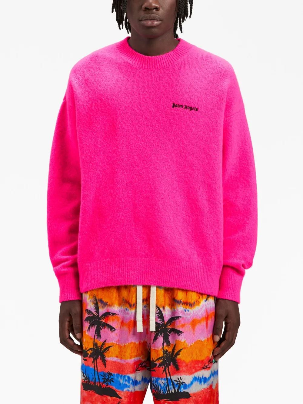 【Farfetch正規品】Palm Angels クマ刺繍セーター Palm Angels ロゴ セーター | ピンク | FARFETCH JP