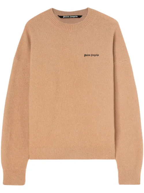 Pull en laine mélangée à logo brodé - Palm Angels - Modalova