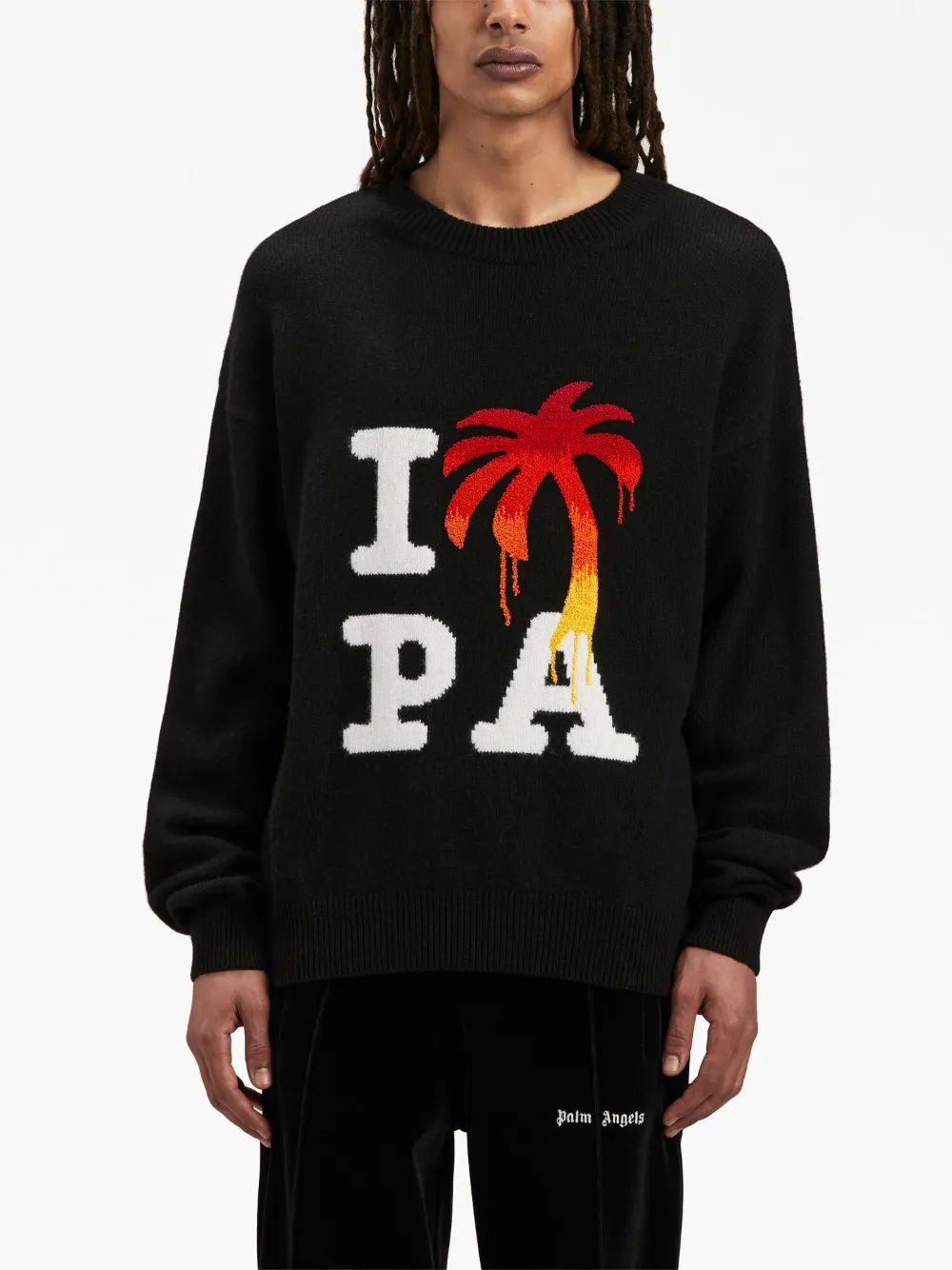 Shop Palm Angels I Love Pa Knitted Jumper In Black