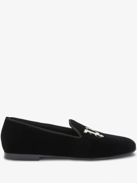 Palm Angels monogram-embroidered suede loafers