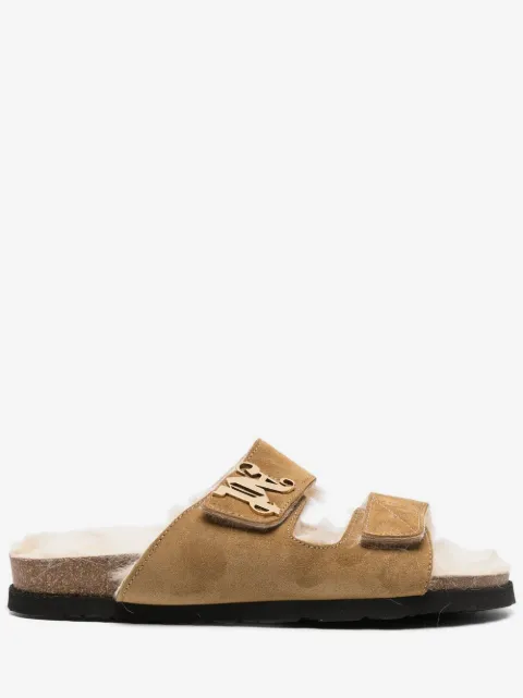 Palm Angels logo-plaque suede sandals