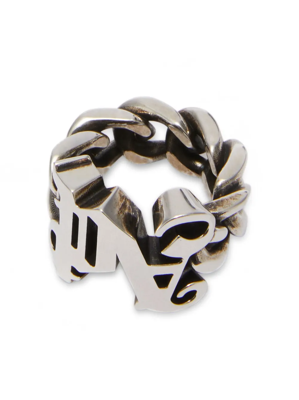 Palm Angels logo-lettering signet ring - Zilver
