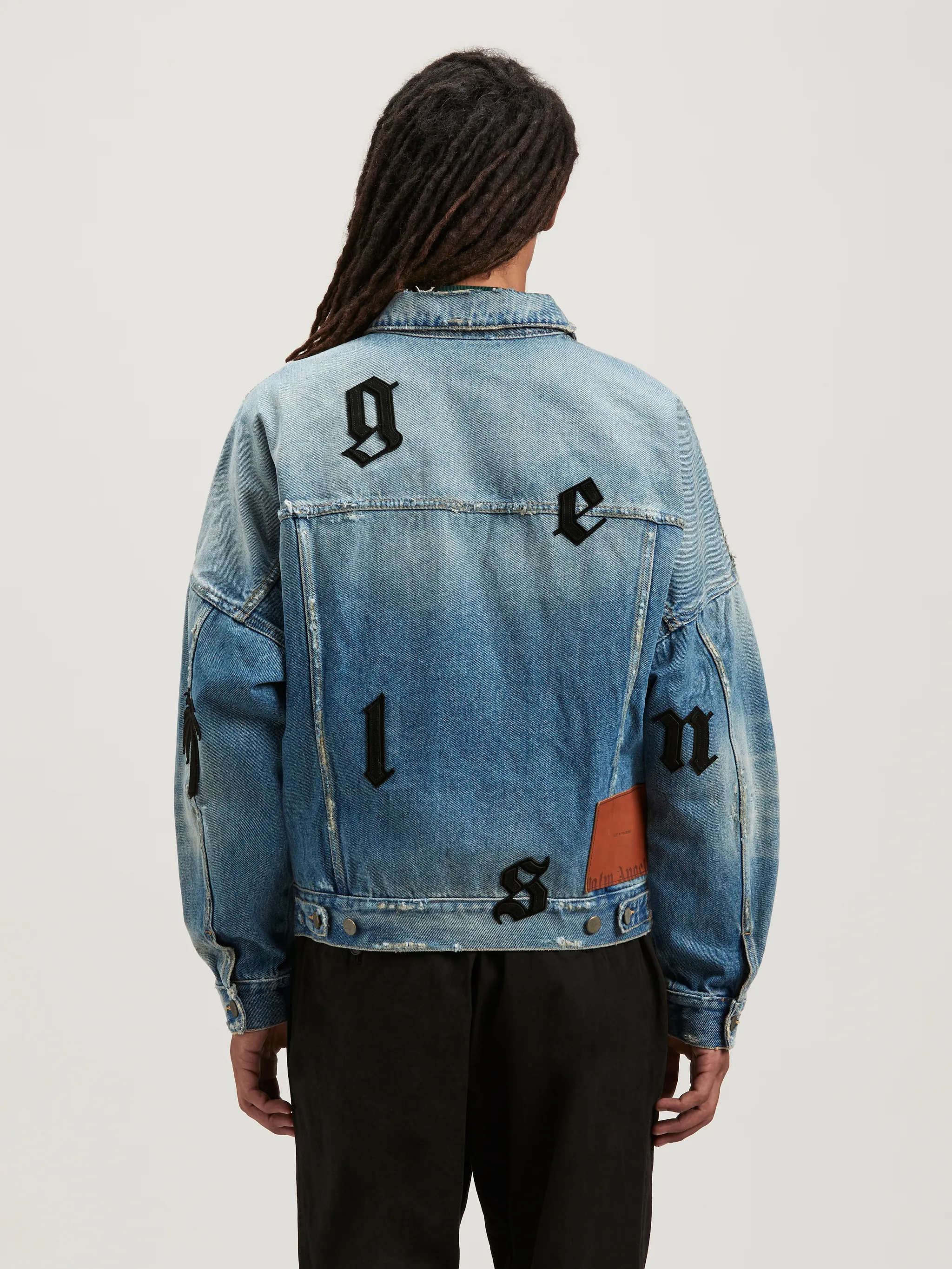 Oversize Logo Patches Denim Jacket in blue Palm Angels® Official