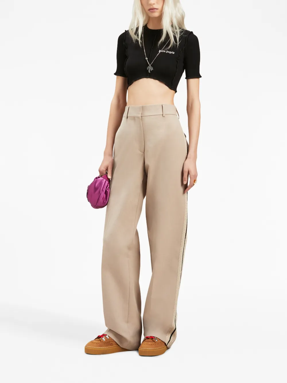 Palm Angels Top met logoprint - Zwart