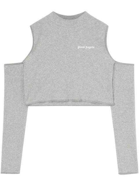 Palm Angels logo-print cut-out cropped top