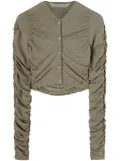 Palm Angels ruched Lurex cropped cardigan - Green