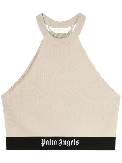 Palm Angels logo-tape halterneck top 