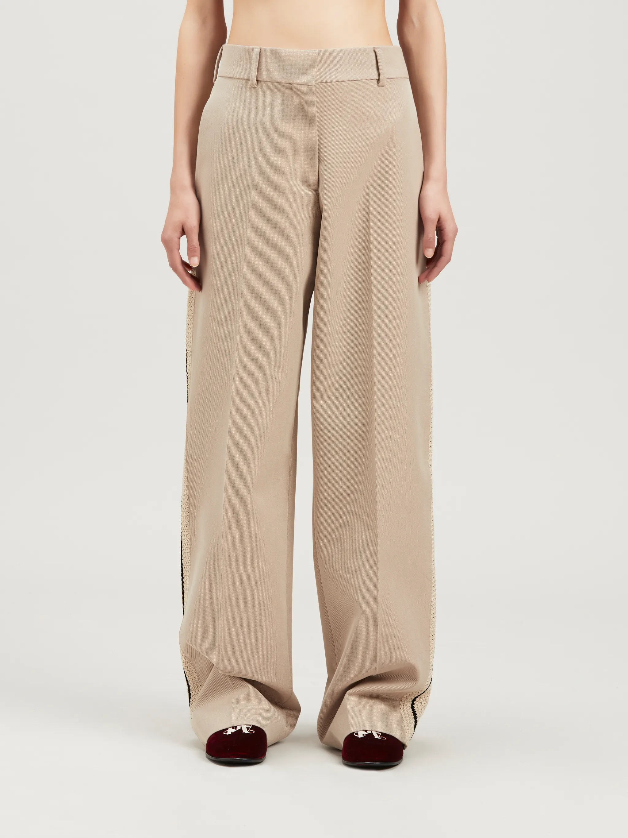 Knit Tape Suit Pants in neutrals Palm Angels® Official