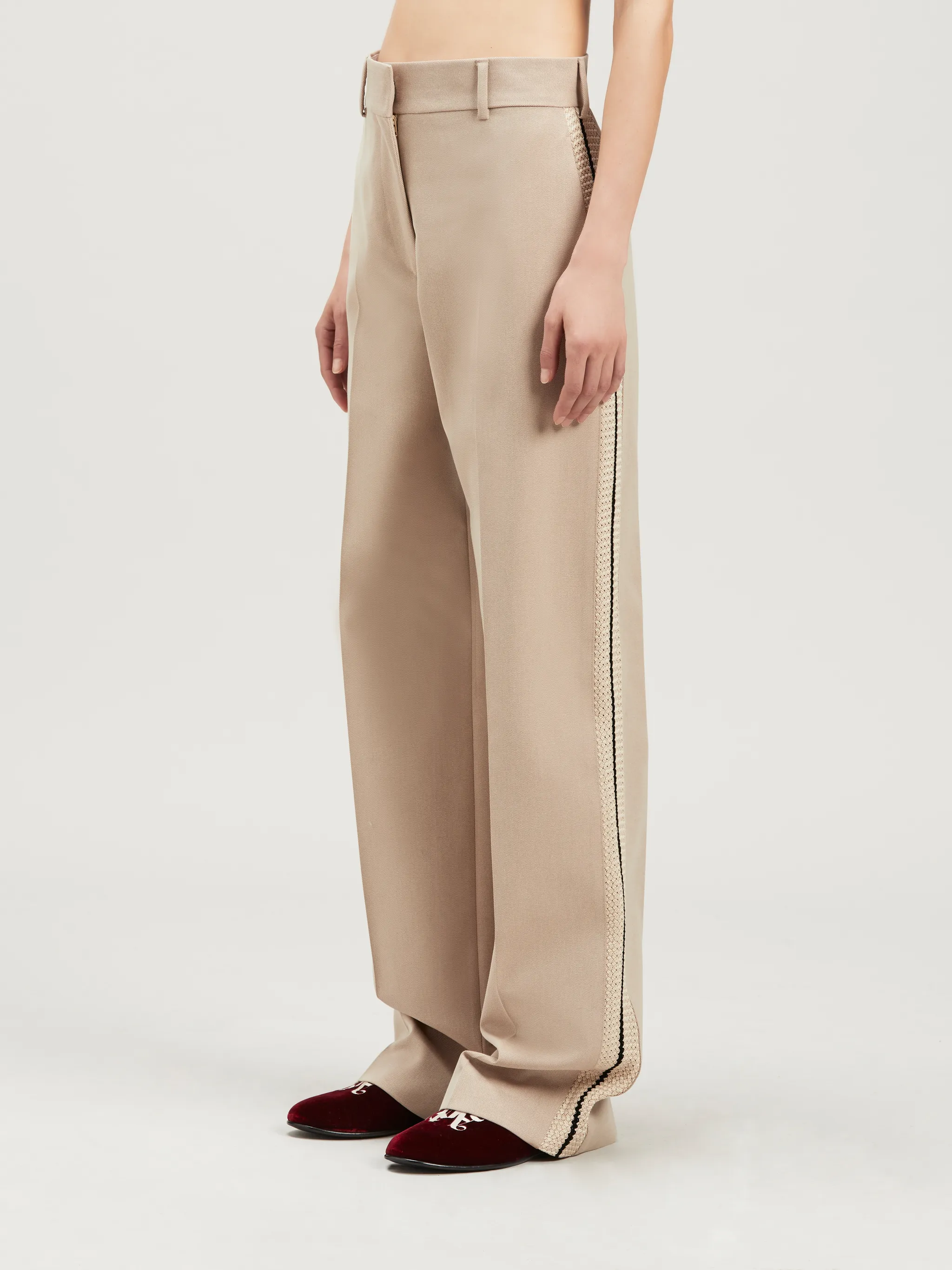 Knit Tape Suit Pants in neutrals Palm Angels® Official