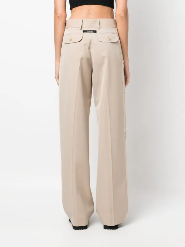 Palm Angels crochet-stripe Cotton Trousers | Neutrals