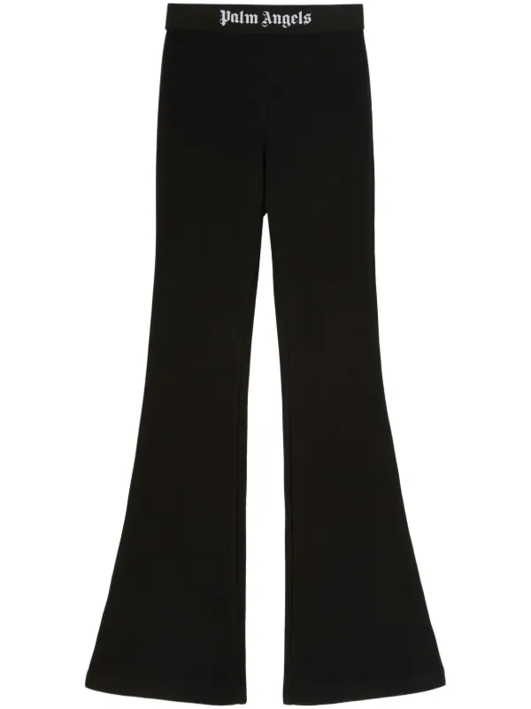 Black flare pants with rib detail - pull&bear