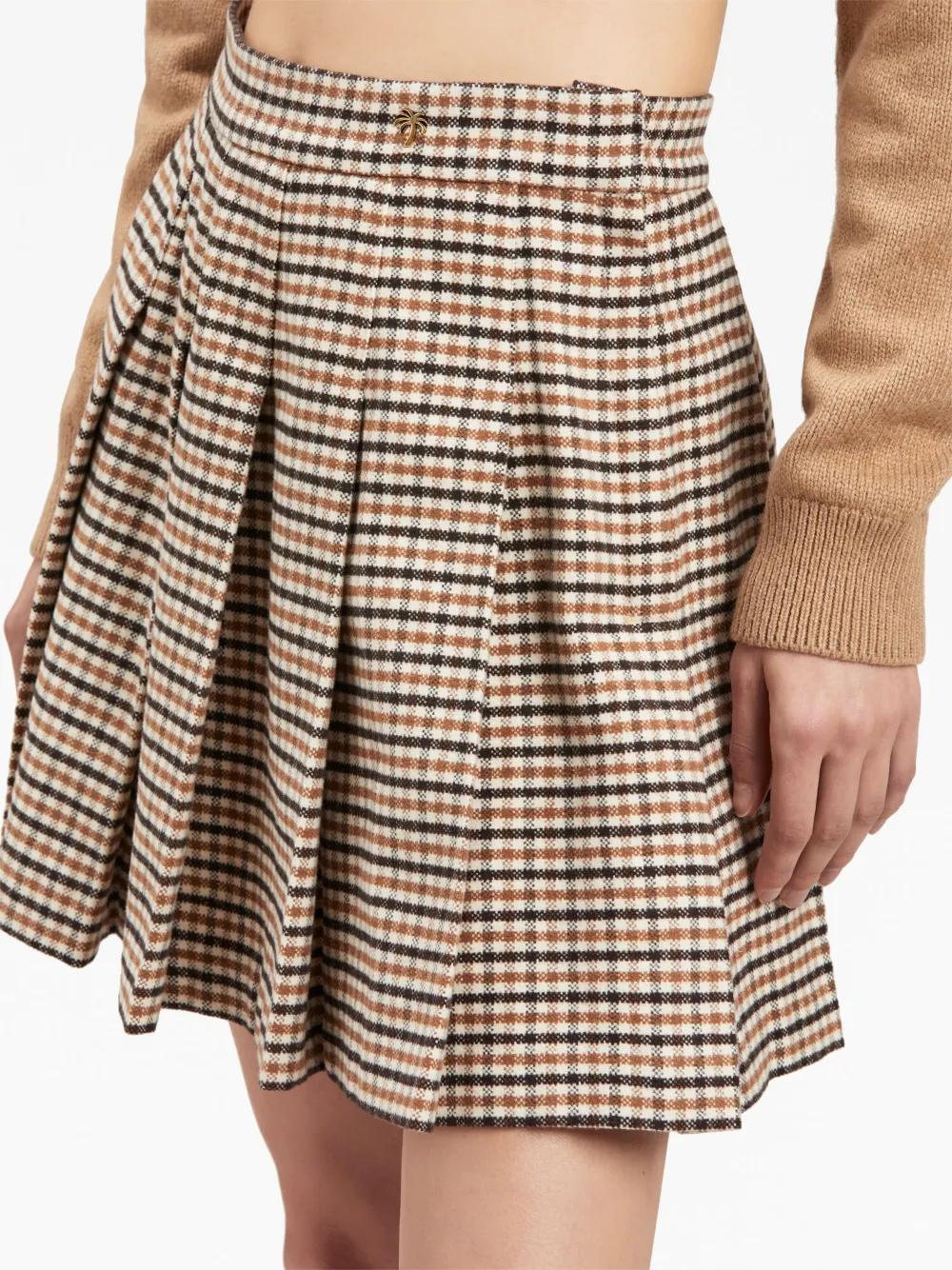 Palm Angels check-pattern Pleated Miniskirt | Neutrals
