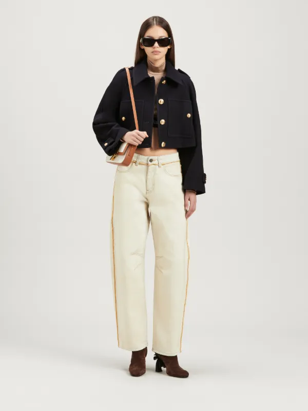 Gold Buttons Short Coat in blue Palm Angels® Official