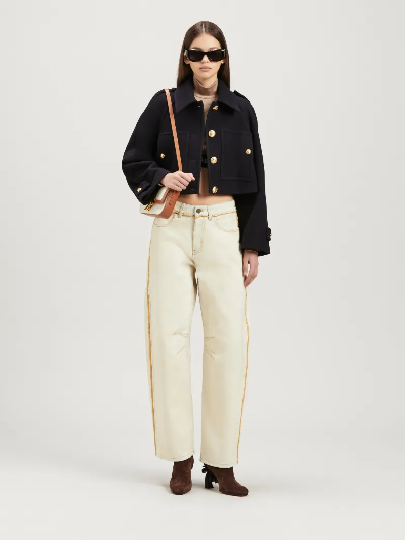 Gold Buttons Short Coat in blue Palm Angels® Official