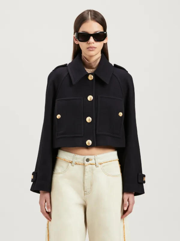 Gold Buttons Short Coat in blue Palm Angels® Official